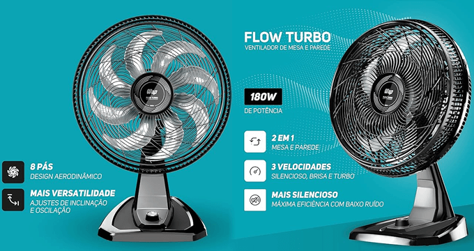 WAP Ventilador de Mesa e Parede 50cm FLOW TURBO