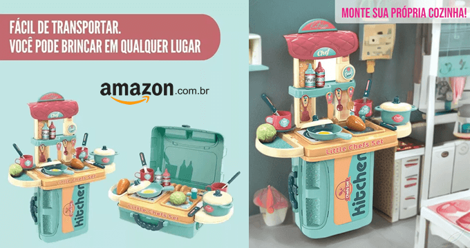 Kit Maleta Chef Infantil Brinquedo Cozinha 3 em 1