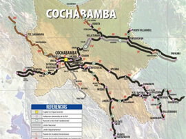 Mapa Rodoviário do Departamento de Cochabamba - Bolívia | FredLee Na Estrada