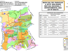 Mapa Rodoviário do Departamento San Pedro - Paraguai | FredLee Na Estrada