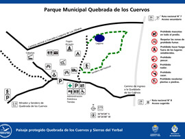 Mapa do Parque Municipal Quebrada de los Cuervos