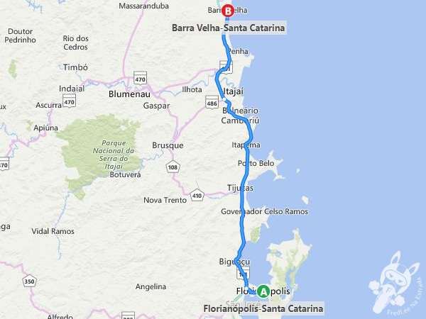 Trajeto entre Florianópolis - Santa Catarina - Brasil e Barra Velha - Santa Catarina - Brasil  | FredLee Na Estrada