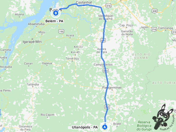 Trajeto entre Ulianópolis - Pará - Brasil e Belém - Pará - Brasil | FredLee Na Estrada