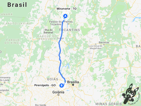 Trajeto entre Miranorte - Tocantins - Brasil e Pirenópolis - Goiás - Brasil | FredLee Na Estrada
