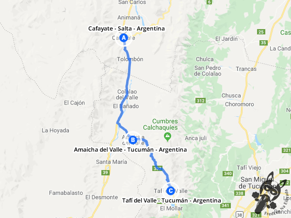 Trajeto de Cafayate - Salta - Argentina a Tafí del Valle - Tucumán - Argentina | FredLee Na Estrada