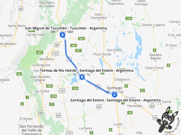 Trajeto de San Miguel de Tucumán - Tucumán - Argentina a Santiago del Estero - Santiago del Estero - Argentina | FredLee Na Estrada