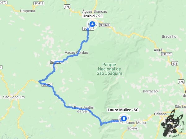 Trajeto entre Urubici - Santa Catarina - Brasil e Lauro Muller - Santa Catarina - Brasil | FredLee Na Estrada