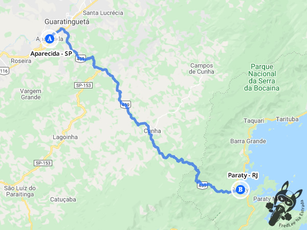 Trajeto entre Aparecida e Paraty - Rio de Janeiro - São Paulo - Brasil - Brasil | FredLee Na Estrada