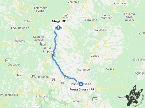 Trajeto entre Ponta Grossa - Paraná - Brasil e Tibagi - Paraná - Brasil | FredLee Na Estrada