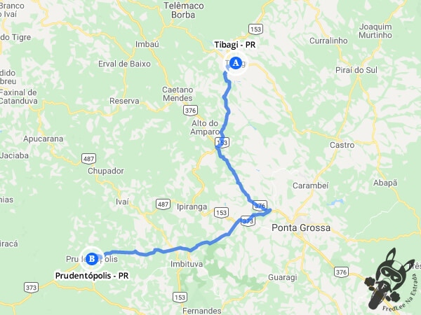 Trajeto entre Tibagi - Paraná - Brasil e Prudentópolis - Paraná - Brasil | FredLee Na Estrada