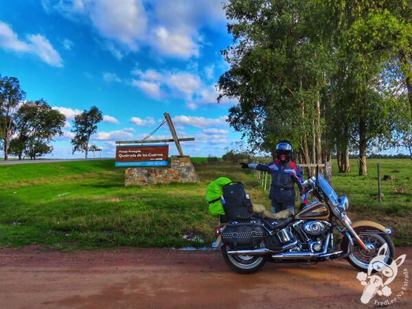 Início da estrada de terra entre a Ruta 8 e a entrada do Parque Municipal Quebrada de los Cuervos | Treinta y Tres - Uruguai | FredLee Na Estrada