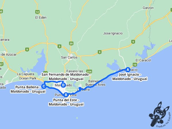 Trajeto de José Ignacio - Maldonado - Uruguai a San Fernando de Maldonado - Maldonado - Uruguai passando por Punta del Este e Punta Ballena - Maldonado - Uruguai | FredLee Na Estrada