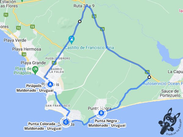 Trajeto de Piriápolis - Maldonado - Uruguai a Punta Negra e Punta Colorada | FredLee Na Estrada