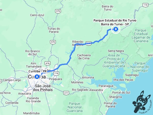 Trajeto entre Curitiba - Paraná - Brasil e o Parque Estadual do Rio Turvo (PERT) Núcleo Cedro | Barra do Turvo - São Paulo - Brasil | FredLee Na Estrada Trajeto entre Curitiba - Paraná - Brasil e o Parque Estadual do Rio Turvo (PERT) Núcleo Cedro | Barra do Turvo - São Paulo - Brasil | FredLee Na Estrada