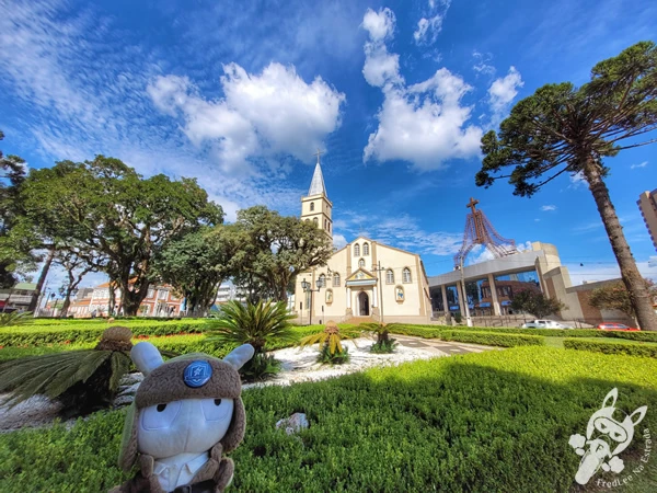 Praça 9 de Dezembro, com a Catedral e Santuário Nossa Senhora de Belém, em Guarapuava, Paraná, Brasil. Foto: FredLee Na Estrada.
