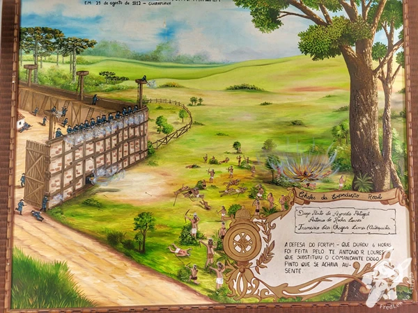 Pintura no Solar Casa do Visconde de Guarapuava, sede do Museu Municipal Visconde de Guarapuava, no centro histórico de Guarapuava, Paraná, Brasil. Foto: FredLee Na Estrada.