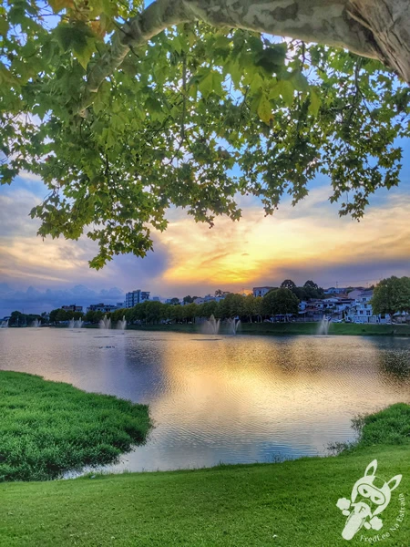 Pôr do sol no Parque do Lago, em Guarapuava, Paraná, Brasil. Foto: FredLee Na Estrada.